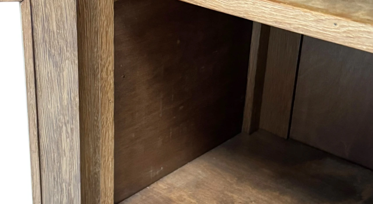 Art Deco Bookcase or Display Cabinet with Glass Sliding Doors, 1930s